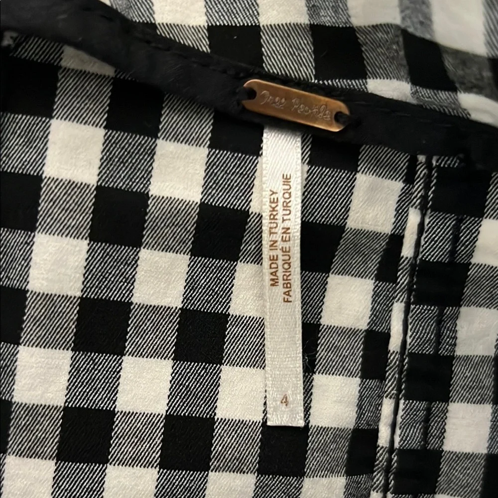 Free People Modern Femme Novelty Black and White Gingham Mini Skirt Size 4 - Picture 6 of 7